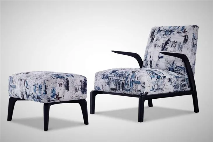 Custom Hotel Lounge Chair And Wood Leg Ottoman